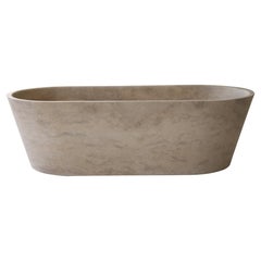 Vasca da bagno artigianale in pietra - Vasca da bagno scultorea in travertino massiccio