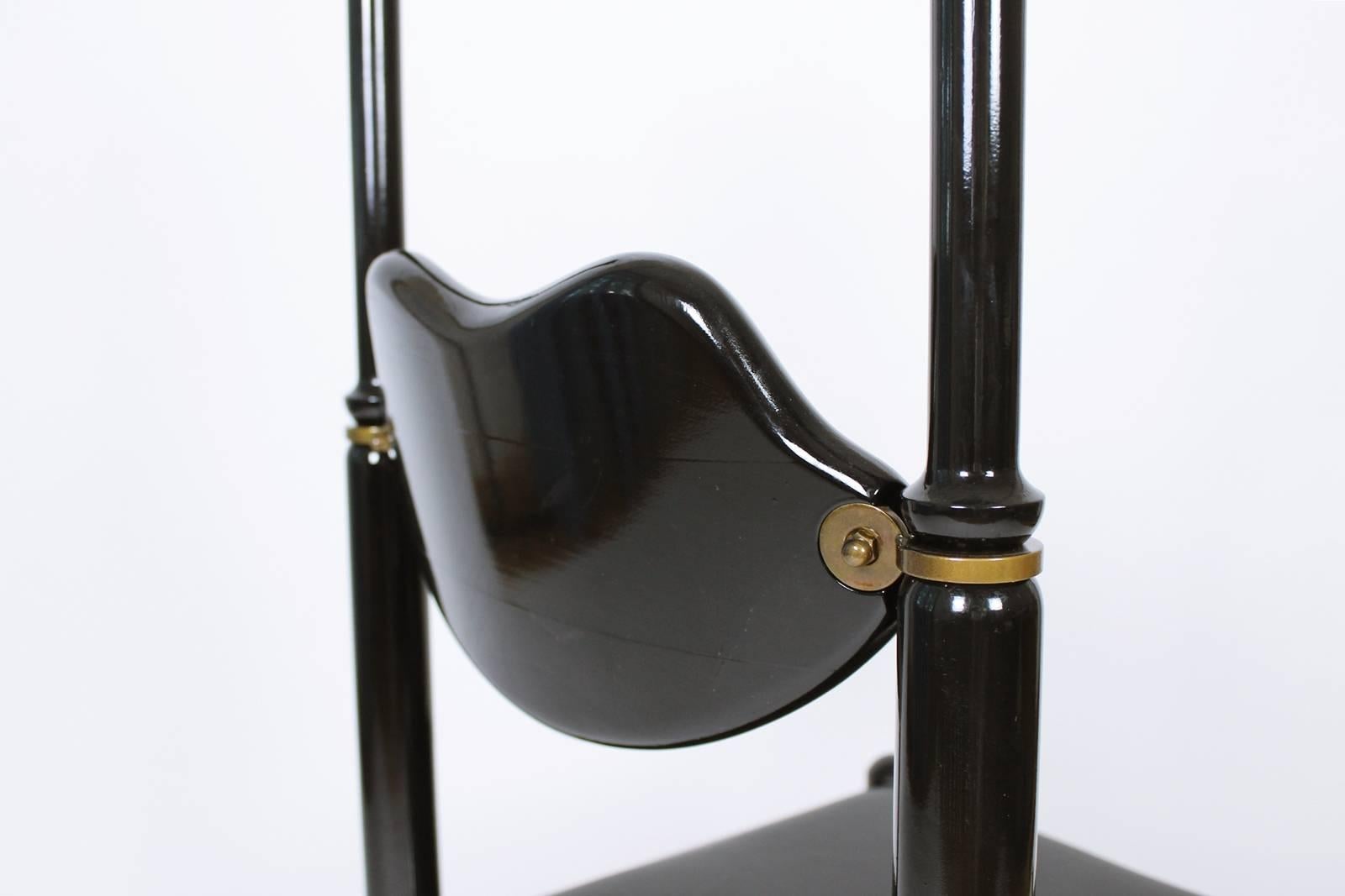 Chaise d'atelier en cuir et laiton de Belloni Design, Hongrie, années 1980 3