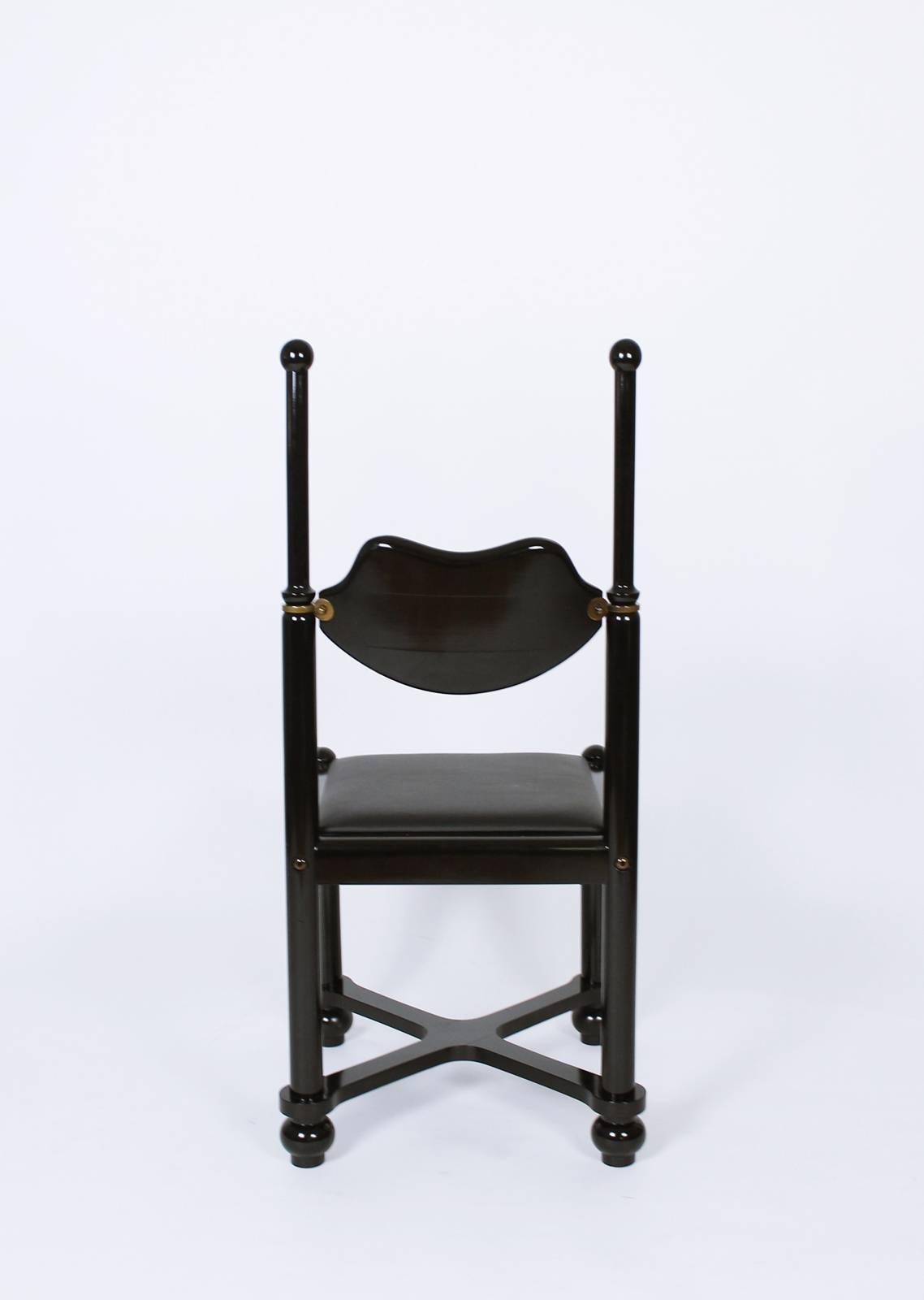 Chaise d'atelier en cuir et laiton de Belloni Design, Hongrie, années 1980 Bon état à Debrecen-Pallag, HU