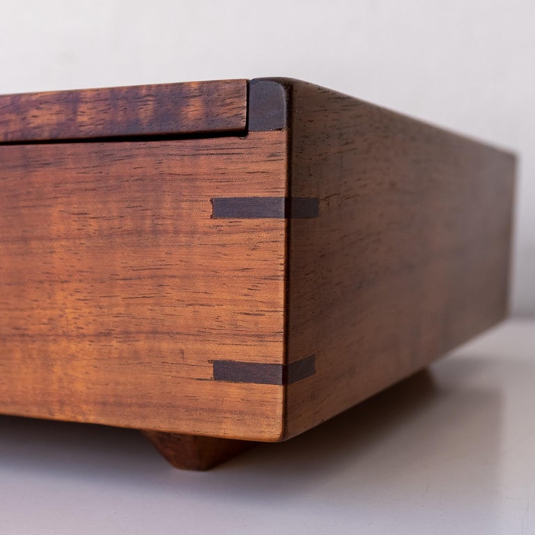 Handcrafted Studio Mixed Exotic Wood Jewelry Box For Sale at 1stDibs