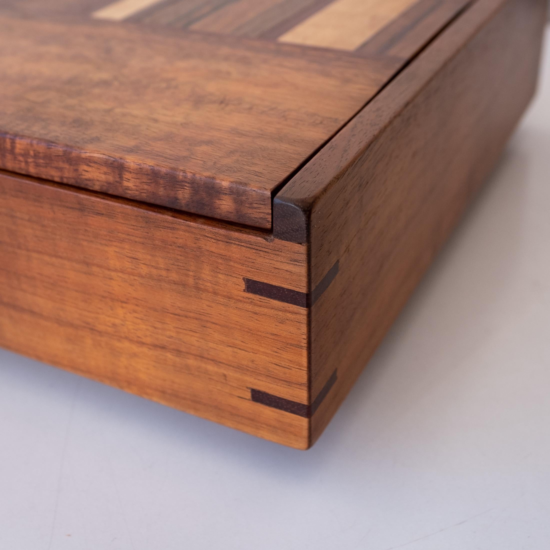 Organic Modern Handcrafted Studio Mixed Exotic Wood Jewelry Box