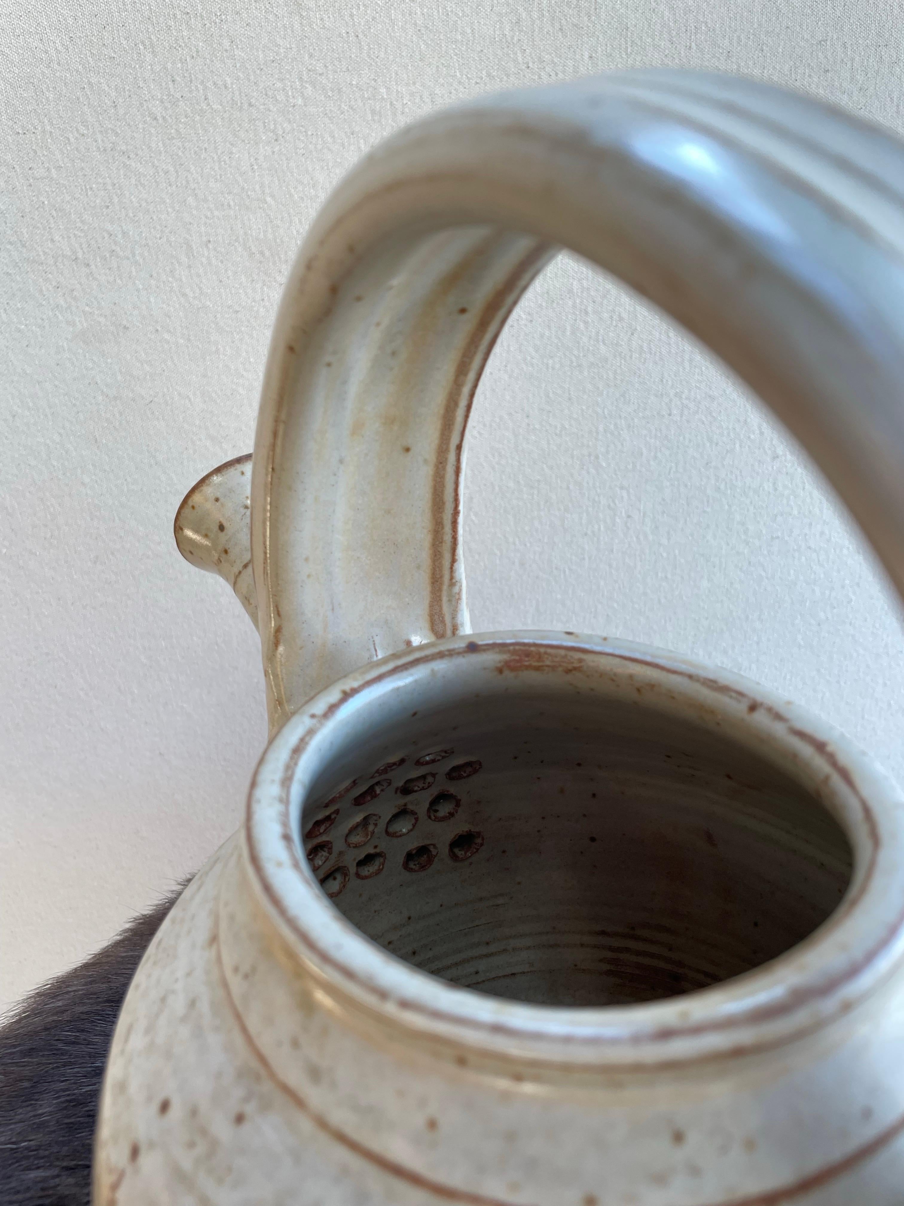 Handcrafted Studio Pottery Teapot with Arched Handle For Sale 4