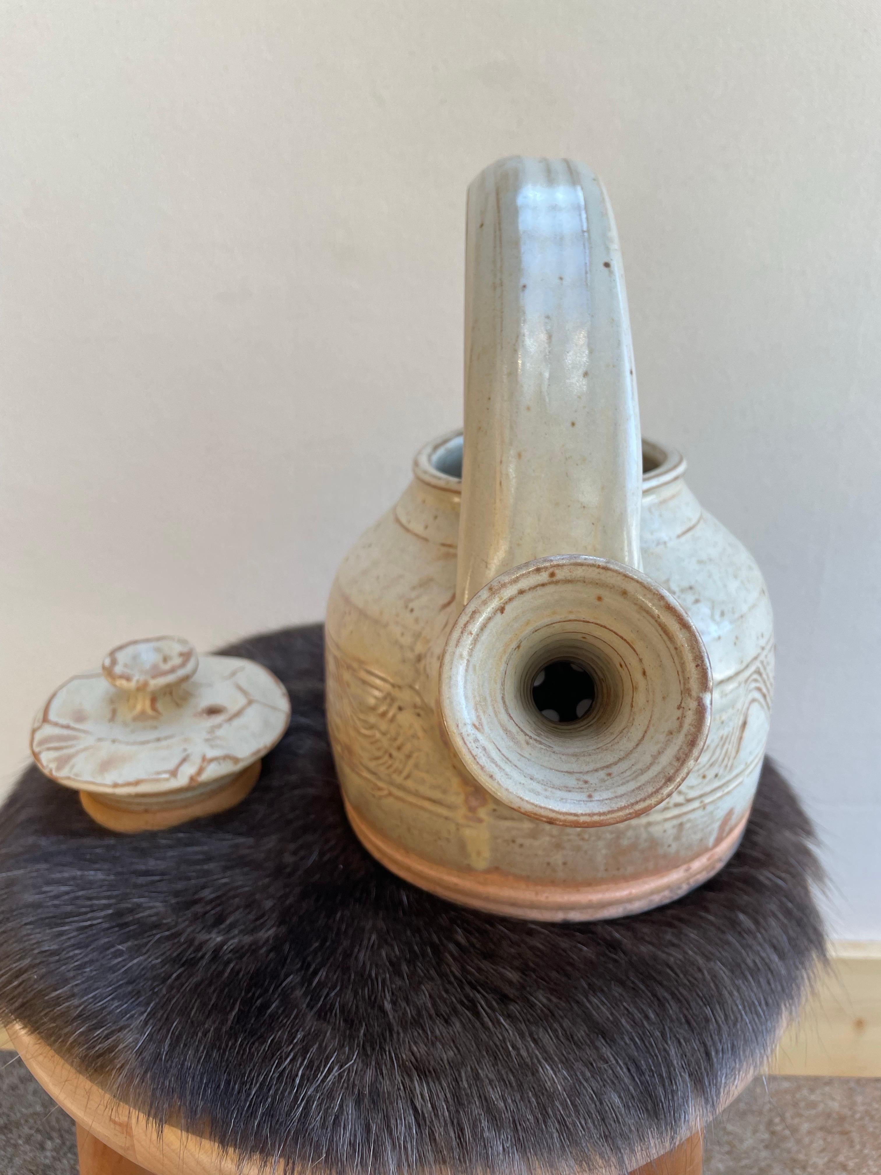 Handcrafted Studio Pottery Teapot with Arched Handle In Good Condition For Sale In Northport, MI