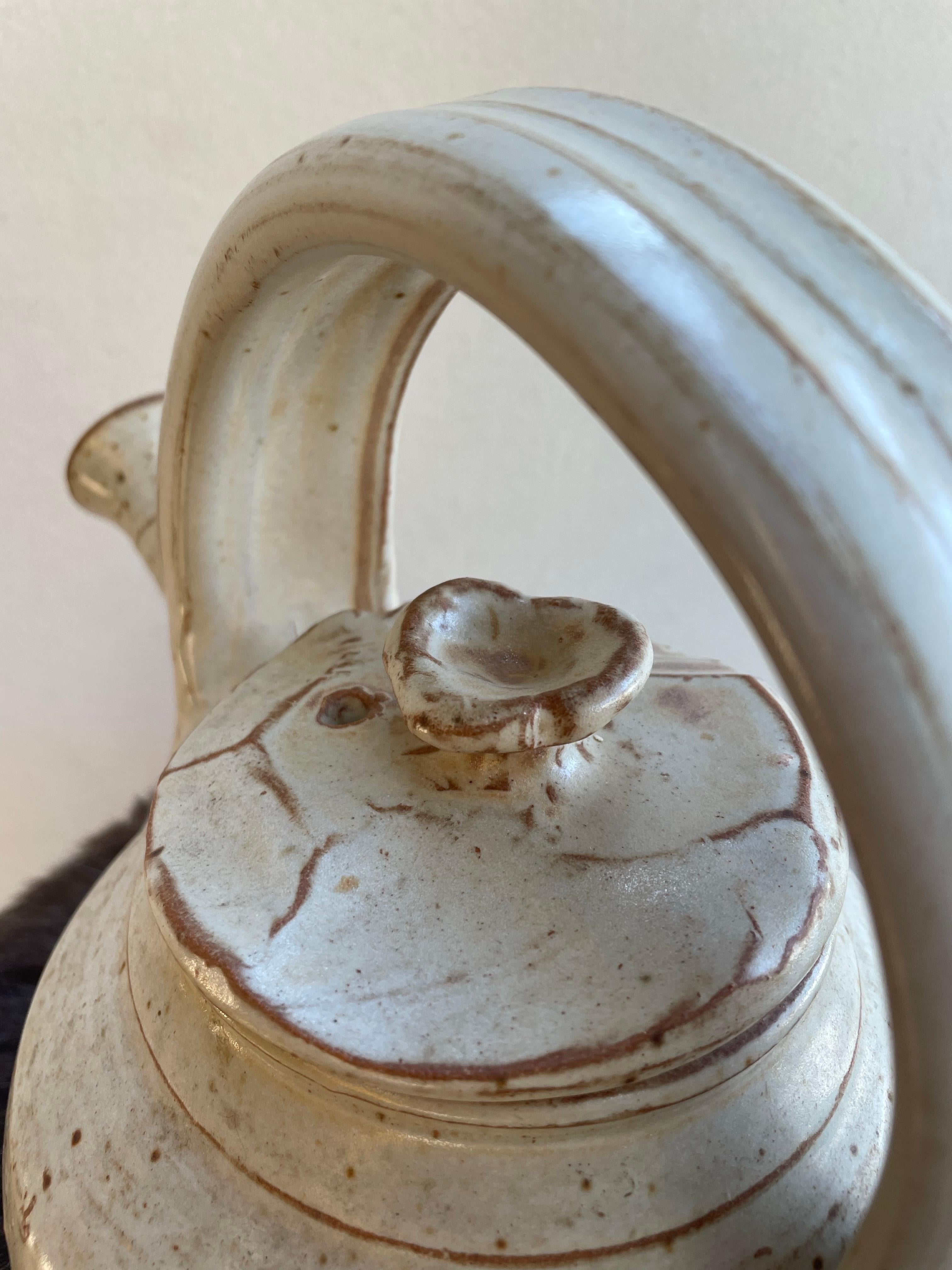 Handcrafted Studio Pottery Teapot with Arched Handle For Sale 3