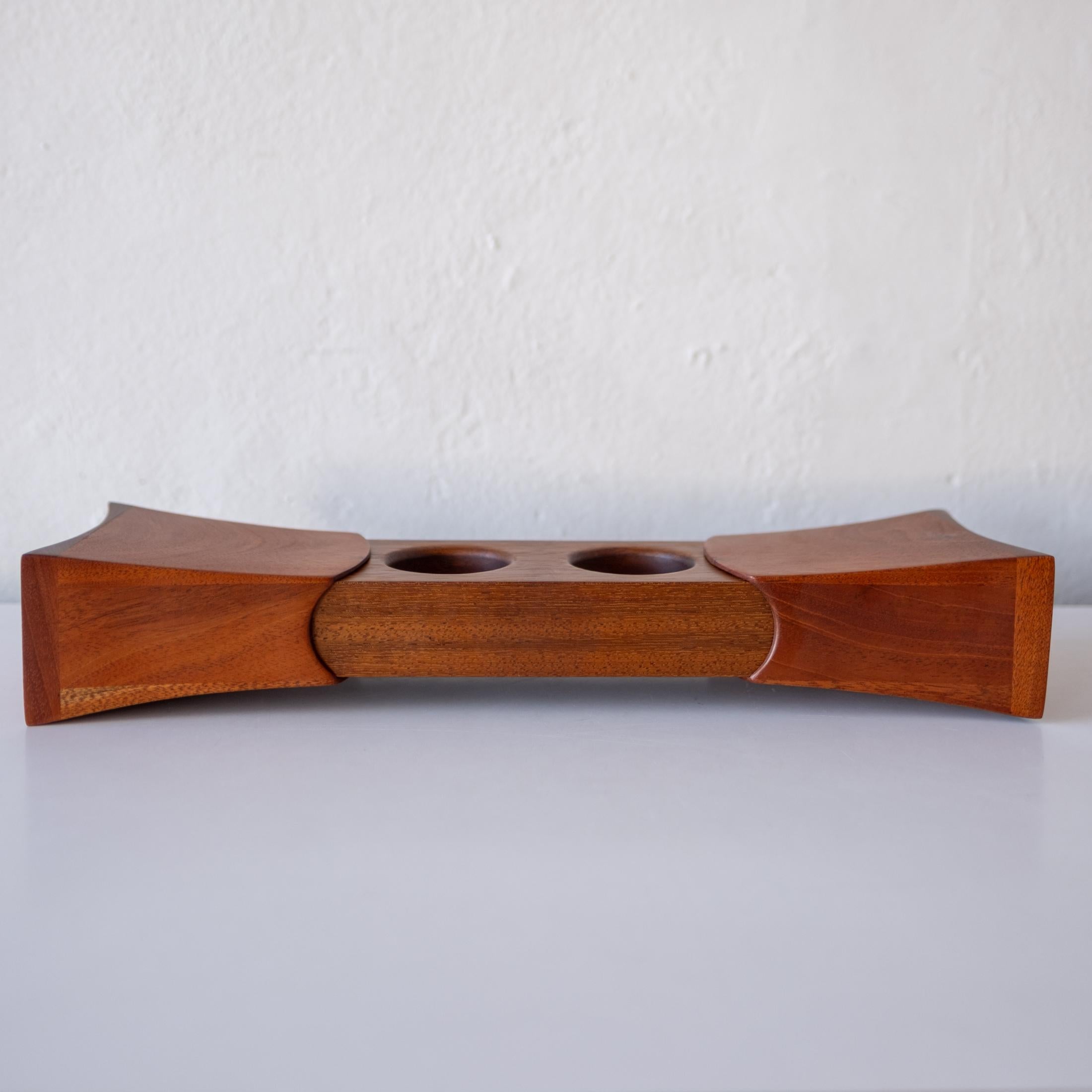 Handcrafted Studio Sculptural Wood Jewelry Ring Box 1970s 7