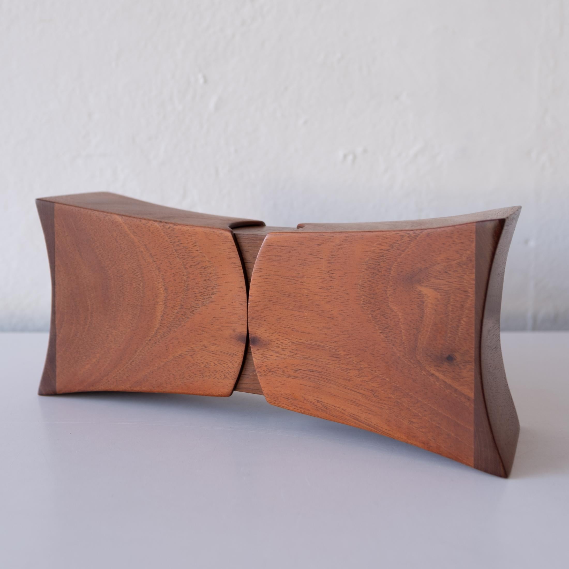 Handcrafted Studio Sculptural Wood Jewelry Ring Box 1970s 12