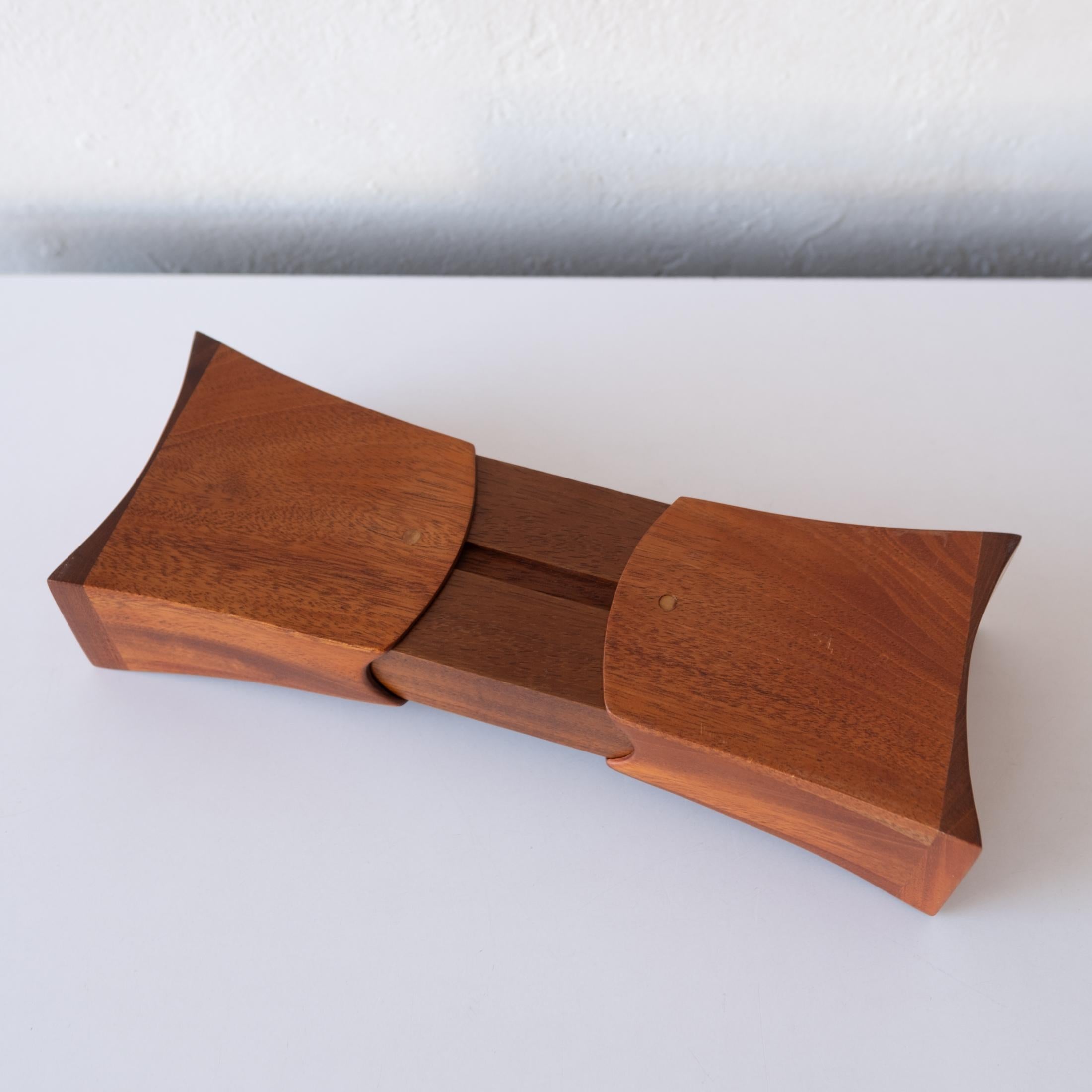 Handcrafted Studio Sculptural Wood Jewelry Ring Box 1970s 13