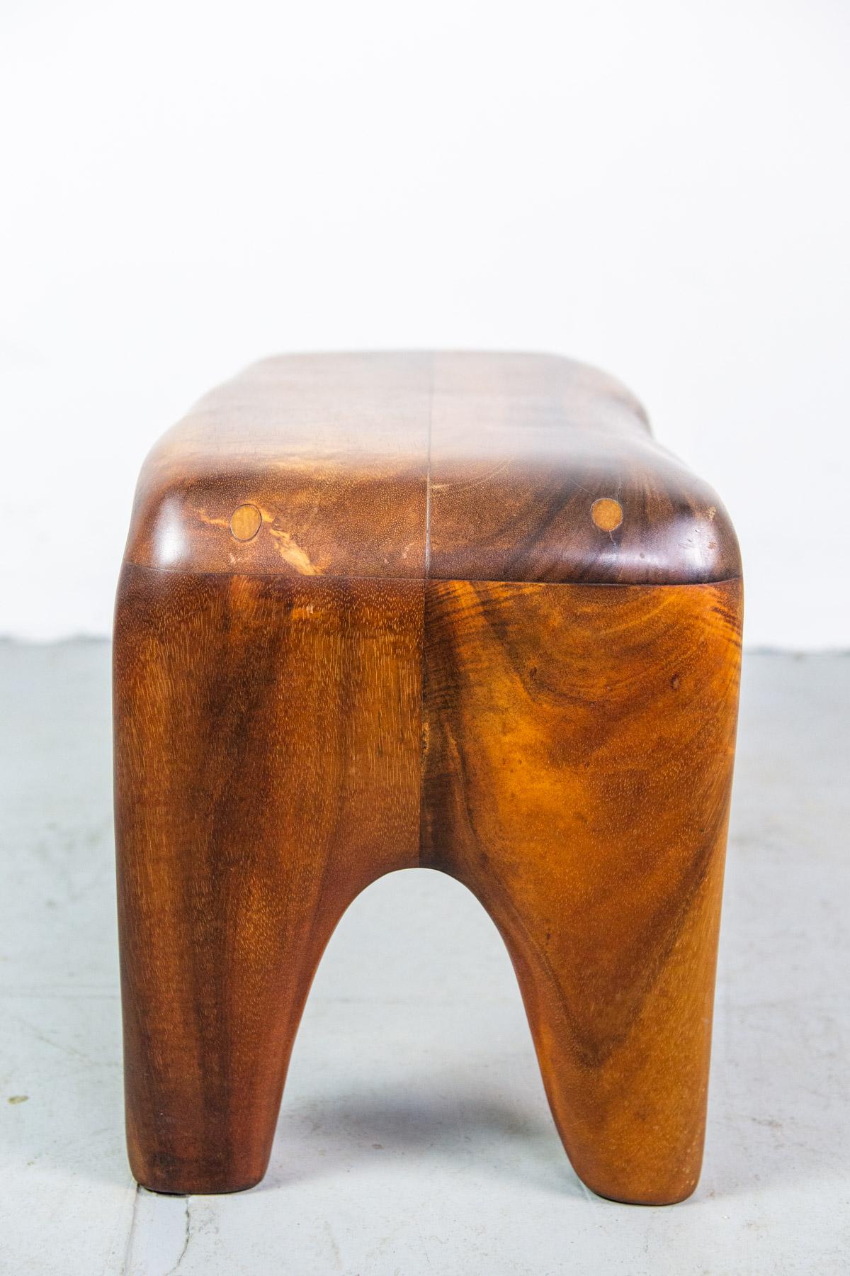Wood Handcrafted Studio Stool or Bench by Mexican Mid-Century Modernist Don Shoemaker