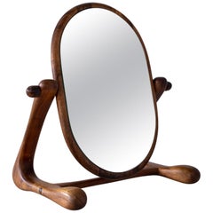 Handcrafted Studio Wood Mirror, 1970s