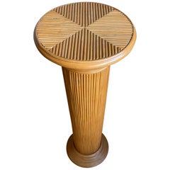 Handcrafted & Stylish Mid-Century Modern Rattan Pedestal / Plant Stand / Column