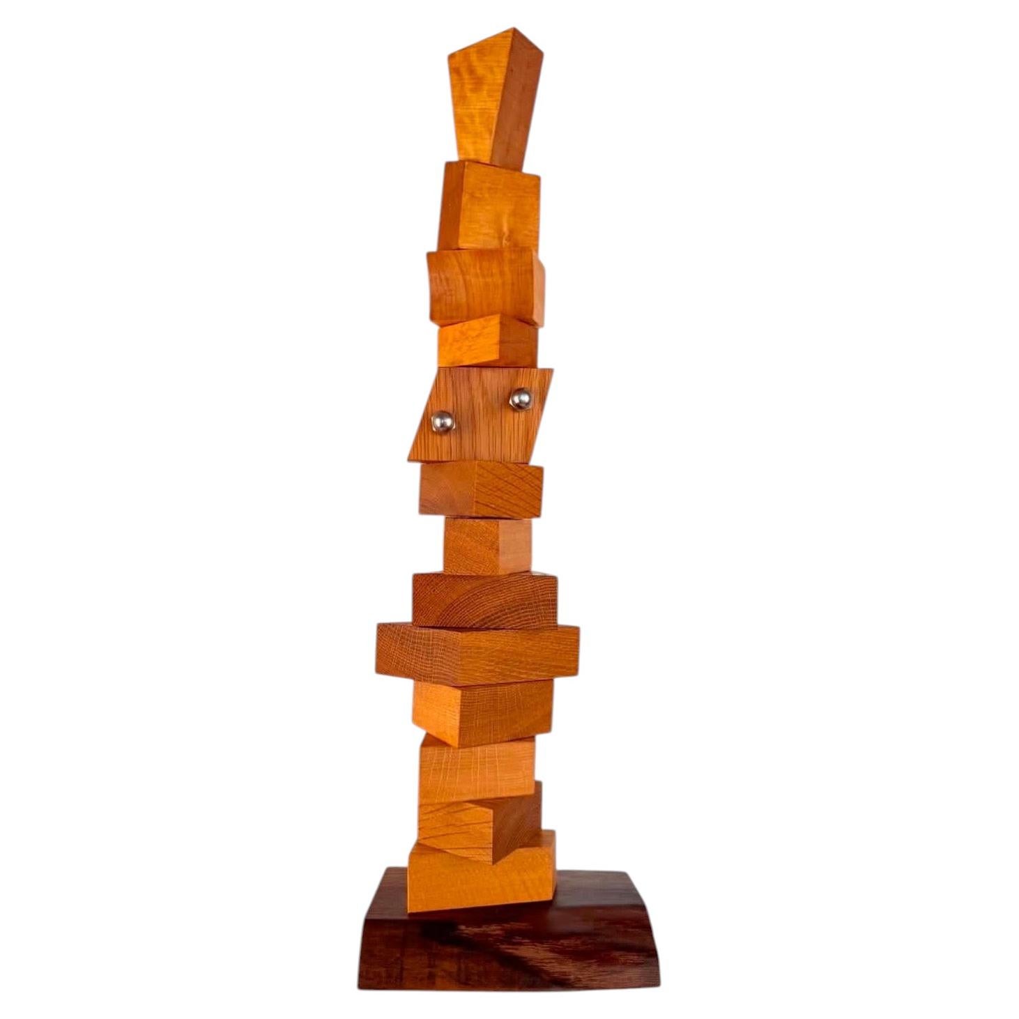 Swedish Handcrafted Abstract Wood and Metal Sculpture, 1990s