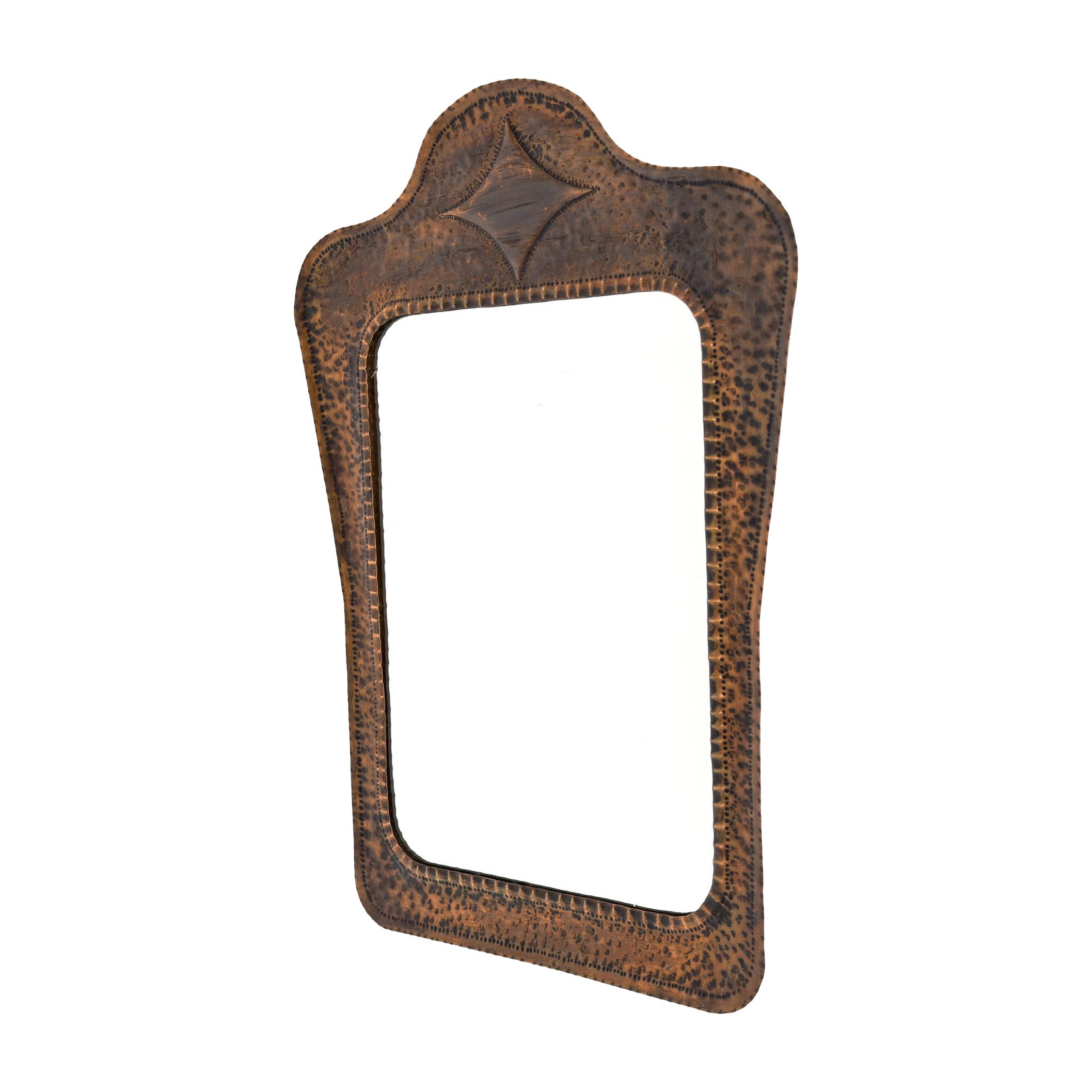 Handcrafted Swedish Copper Hall Mirror, Mid-Century Modern