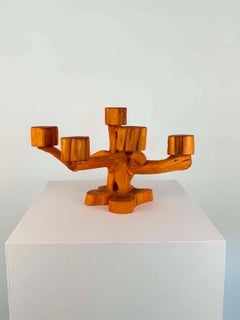 Portacandele svedese in legno a forma di albero, realizzato a mano, anni '70