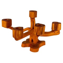 Portacandele svedese in legno a forma di albero, realizzato a mano, anni '70