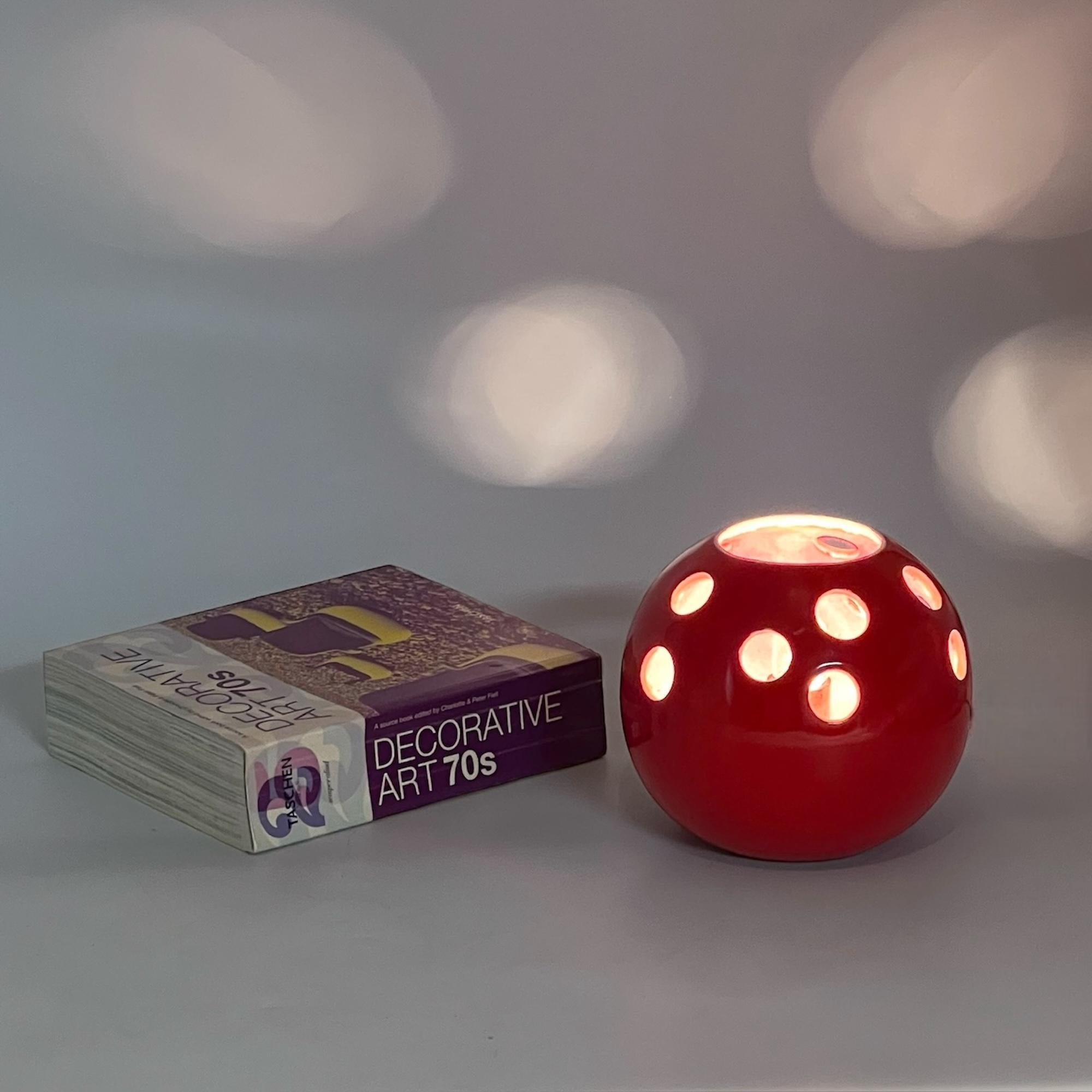 Ceramica Handcrafted Table Lamp in Red Ceramic Made in Italy, 1970s in vendita