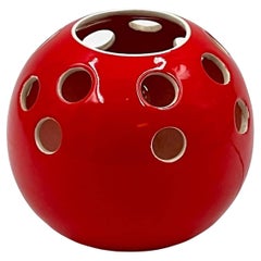 Lampe de table en céramique rouge fabriquée à la main en Italie, années 1970