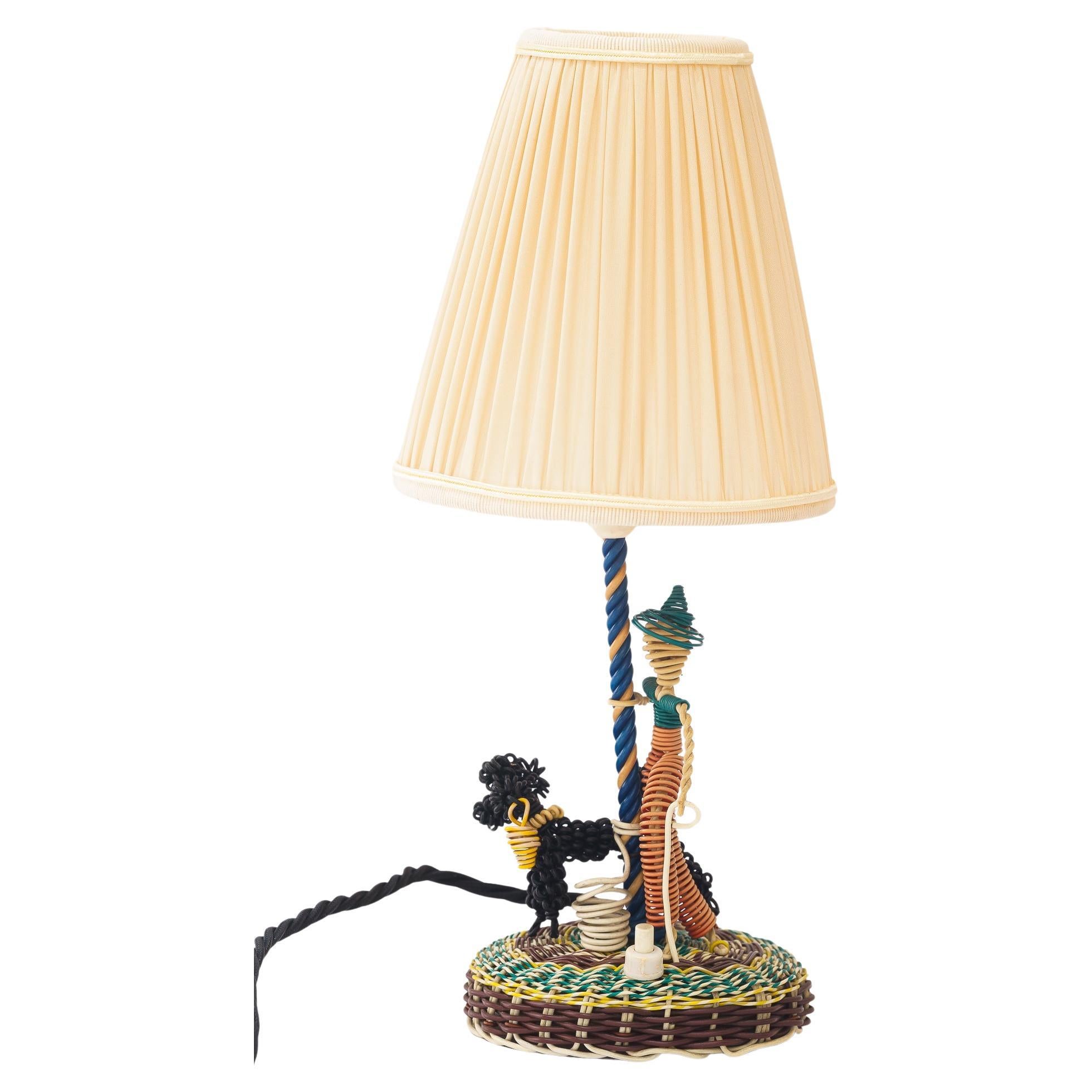 Handcrafted Tischlampe aus Draht wien um 1960s im Angebot