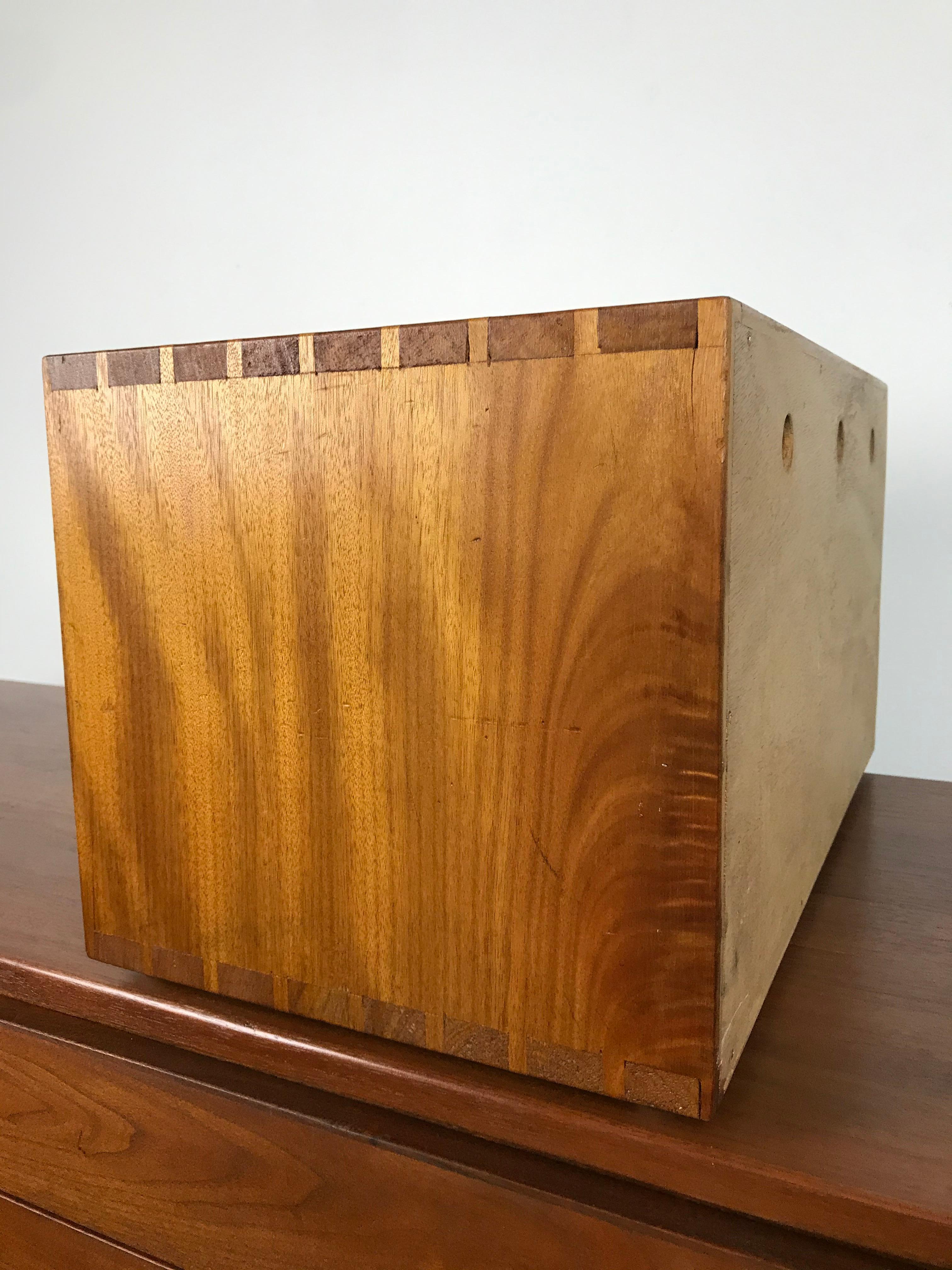 Mid-Century Modern Handcrafted Table Top Dovetailed Storage Jewelry Trinket Box