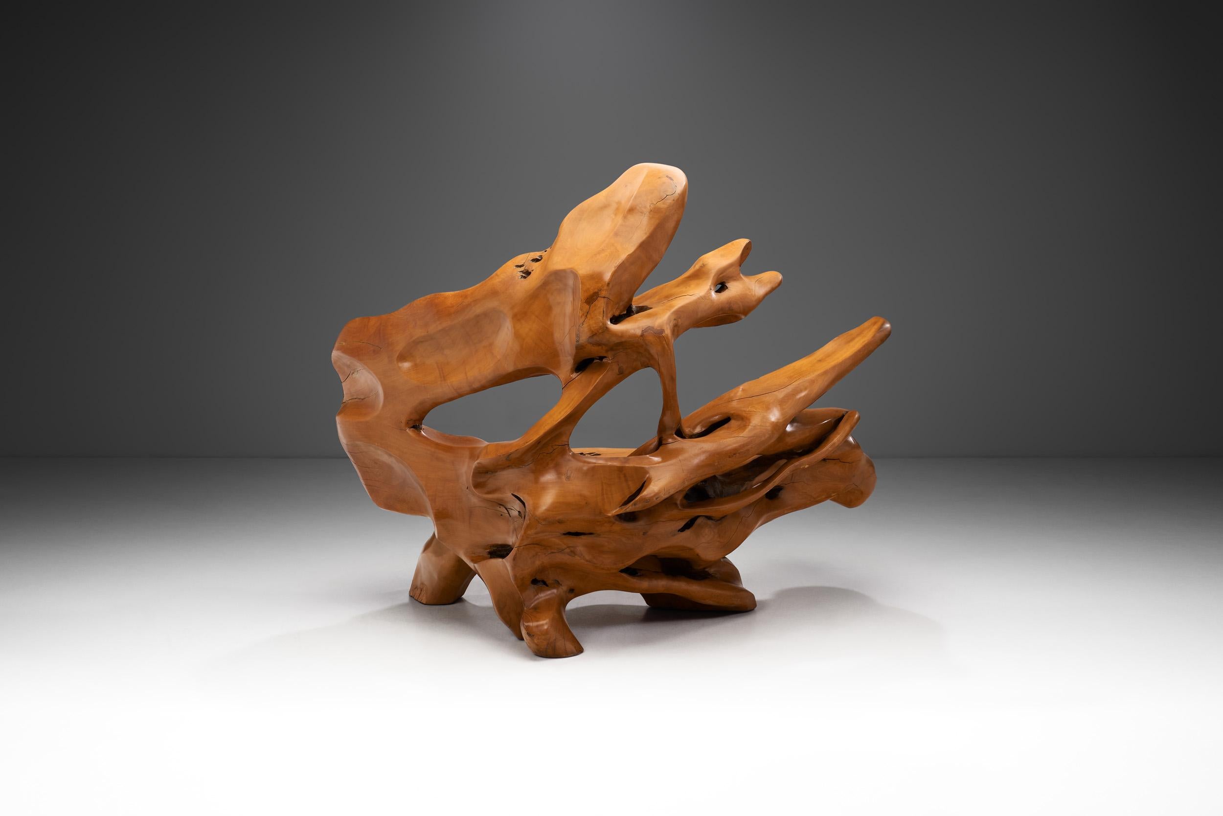Other Handcrafted Teak Root Bench, Europe Late 20th Century For Sale
