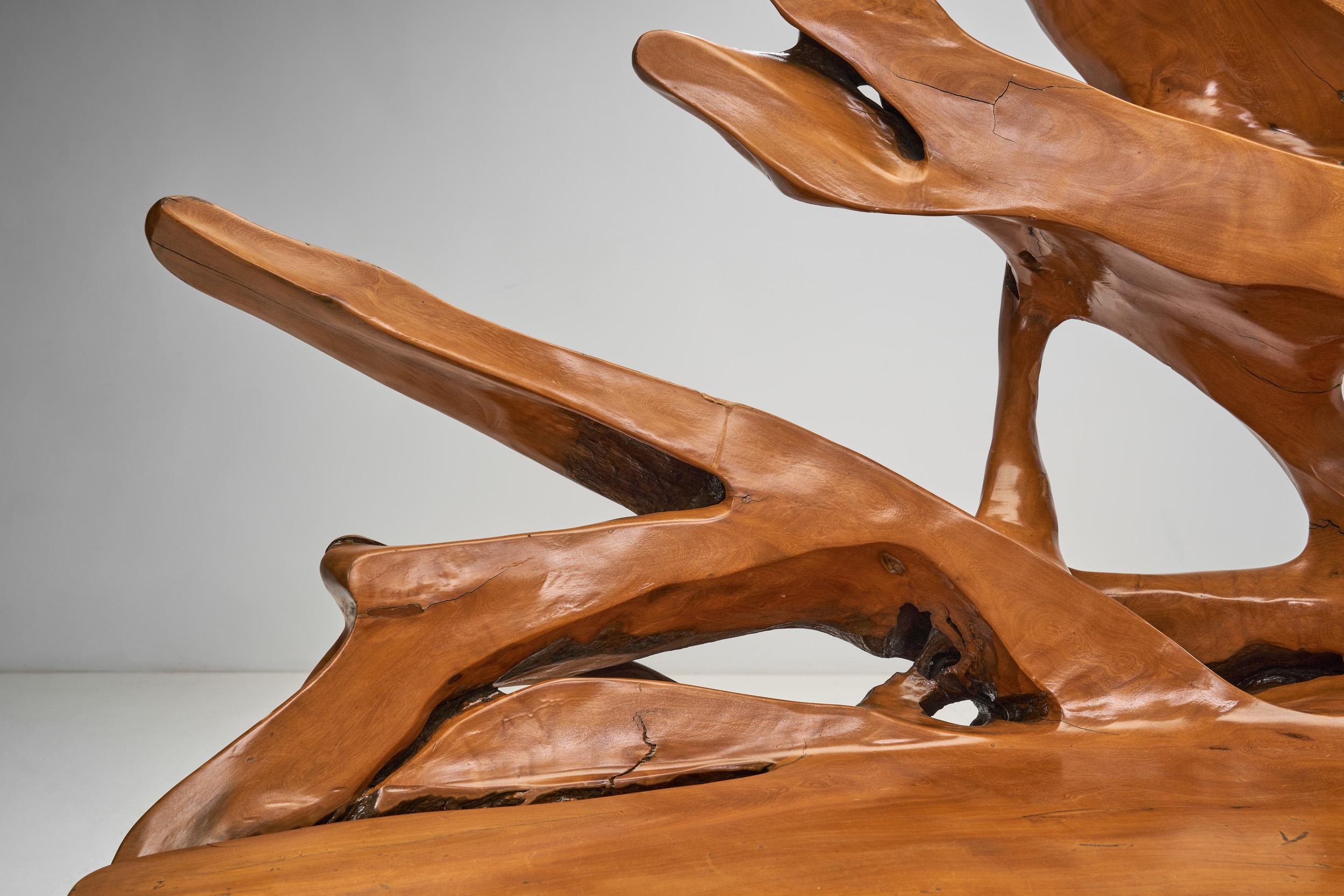 Handcrafted Teak Root Bench, Europe Late 20th Century For Sale 1