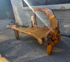 Handcrafted Teak Root Modernist Organic Bench, Europe Late 20th Century
