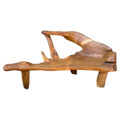 Handcrafted Teak Root Modernist Organic Bench, Europe Late 20th Century