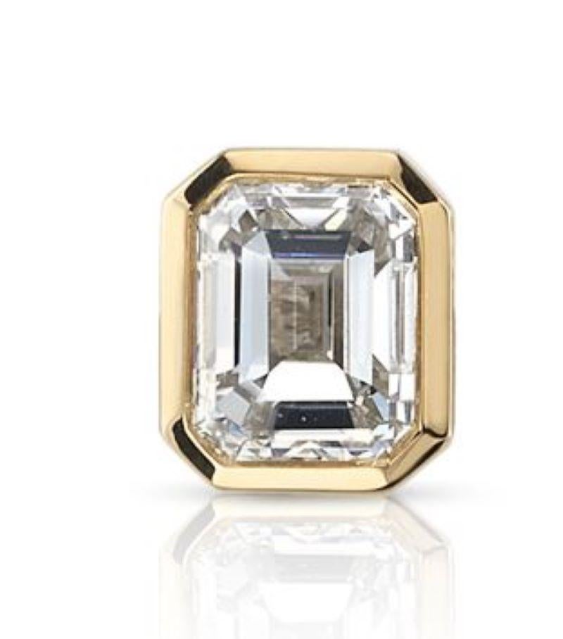 2.01ctw J-L/VS1-SI1 GIA certified emerald cut diamonds bezel set in handcrafted 18K yellow gold stud earrings,

