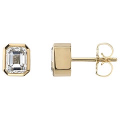 Handgefertigte Teddi-Ohrstecker mit Diamanten im Smaragdschliff von Single Stone