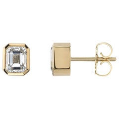 Handcrafted Teddi Emerald Cut Diamond Stud Earrings by Single Stone