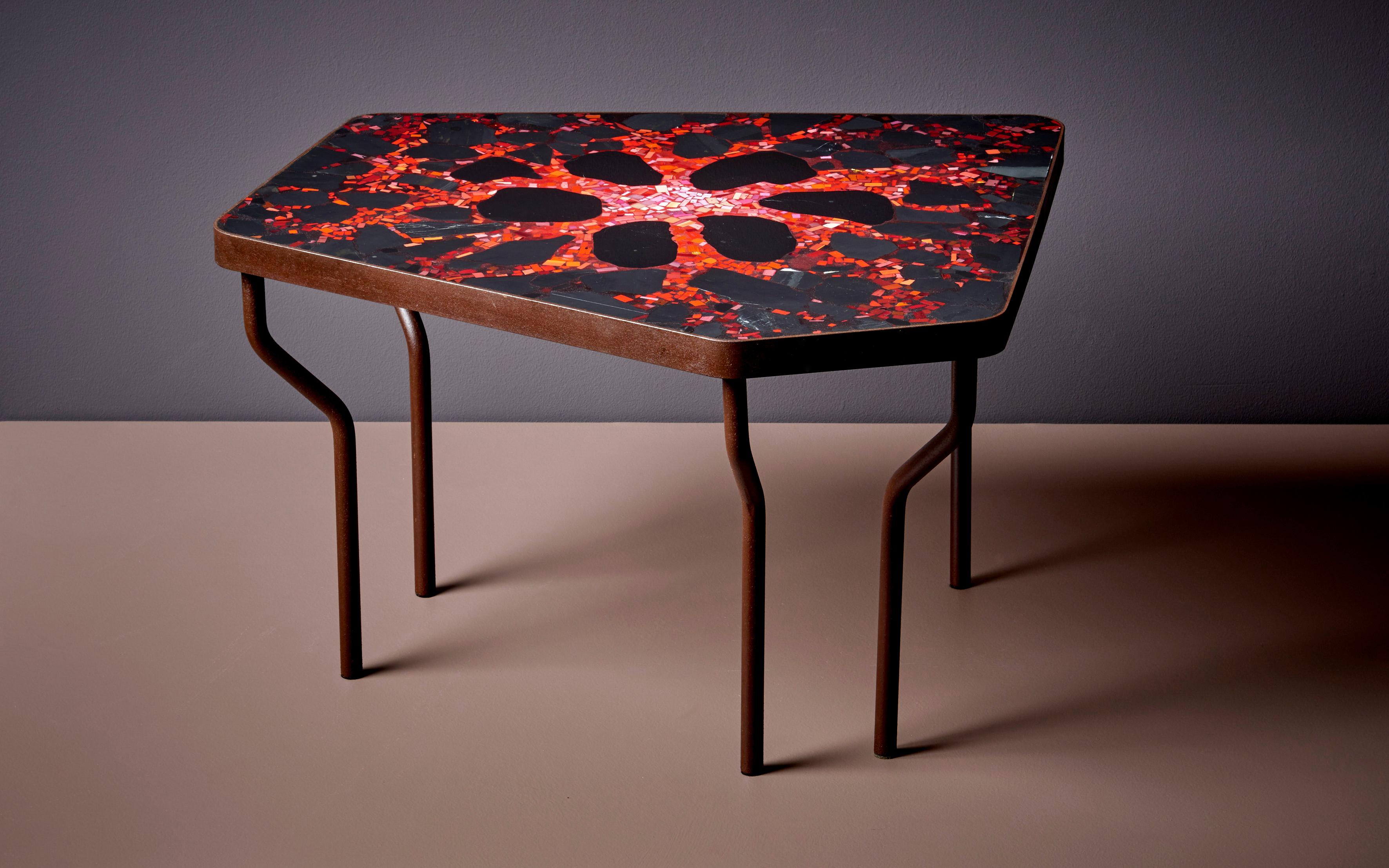 Handcrafted Terrazzo Coffee Table Red Black Mosaic Style by Felix Muhrhofer In New Condition In Berlin, DE