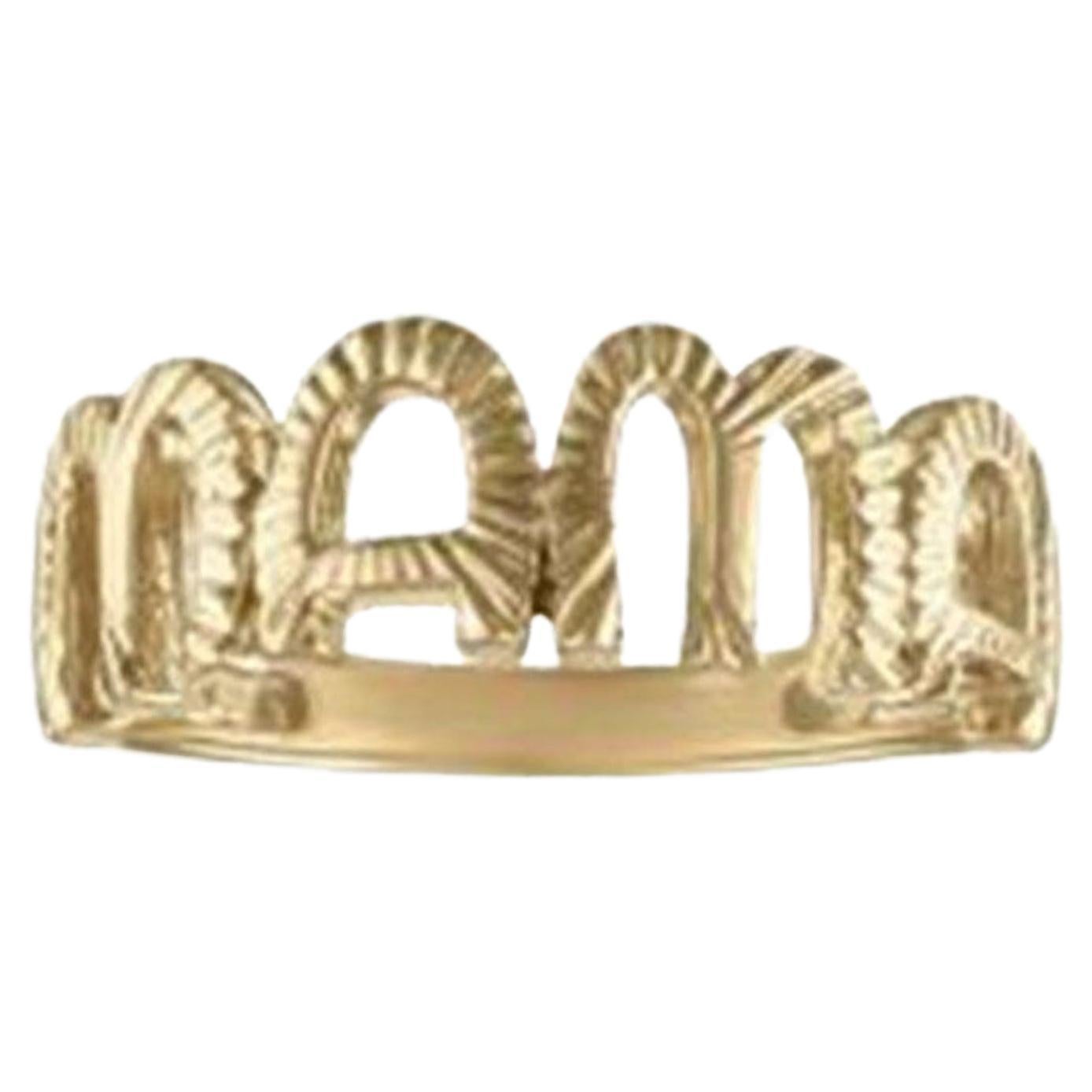 Handcrafted Textured Look 14K Gold MAMA Ring
