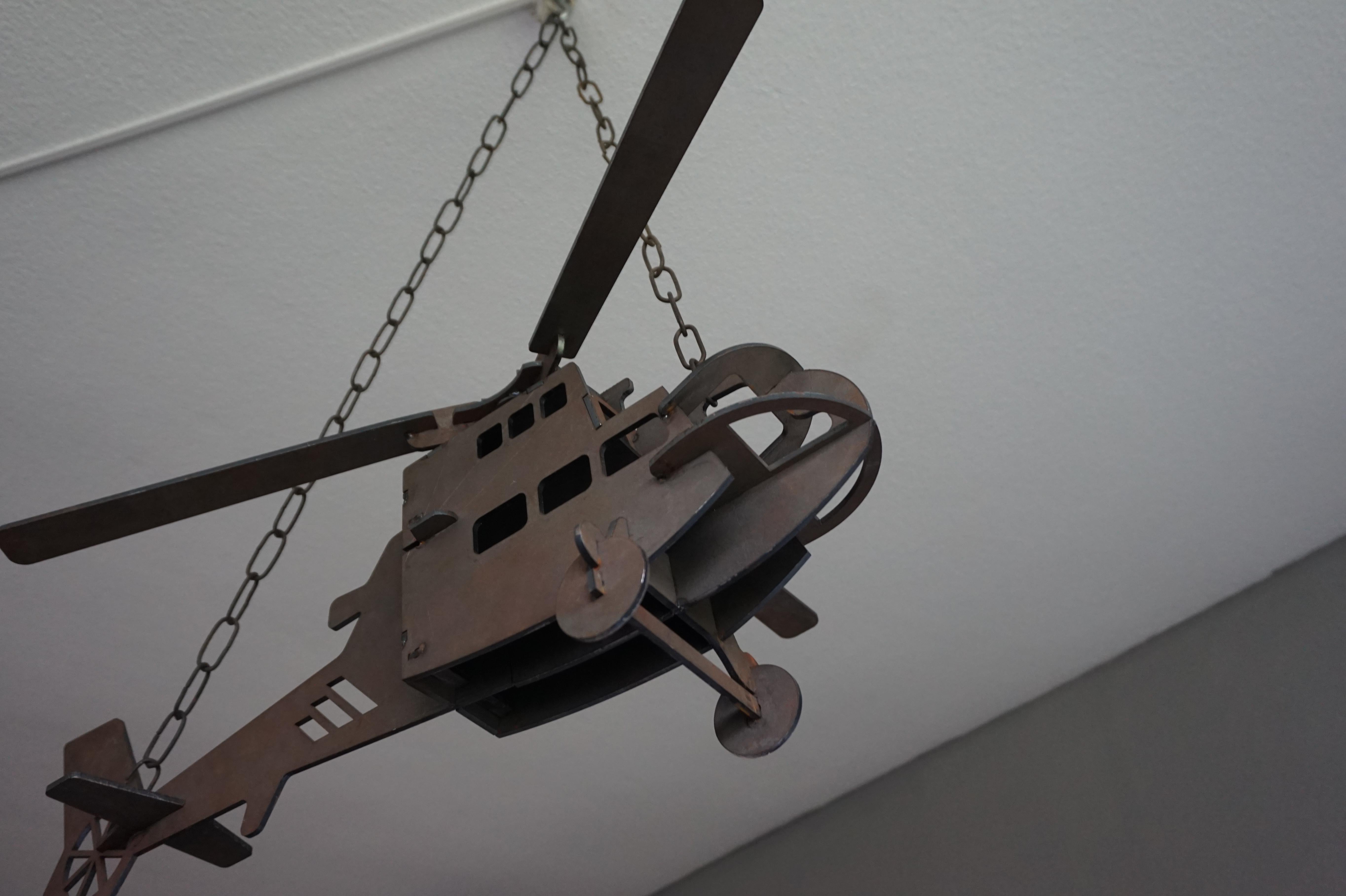 Handcrafted Thick Sheet Metal Folk Art Chopper / Army Helicopter Model Pendant 6