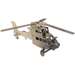 Handcrafted Thick Sheet Metal Folk Art Chopper / Army Helicopter Model Pendant