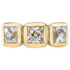 Handcrafted Three Stone Karina French Cut Diamond Ring by Single Stone