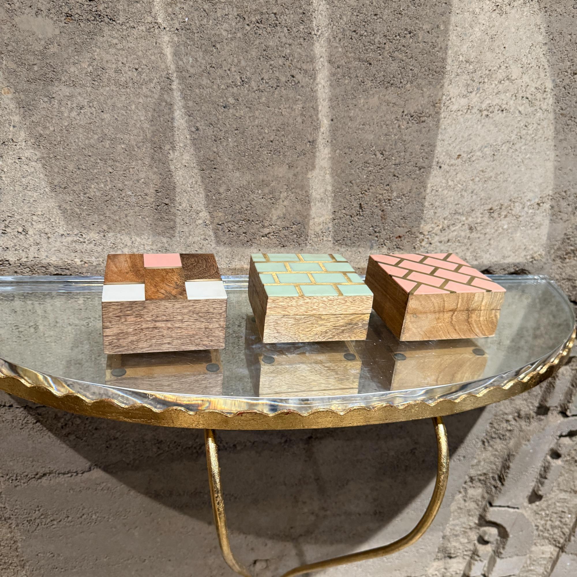 Handcrafted Three Trinket Boxes Mod Geometric Design For Sale 6