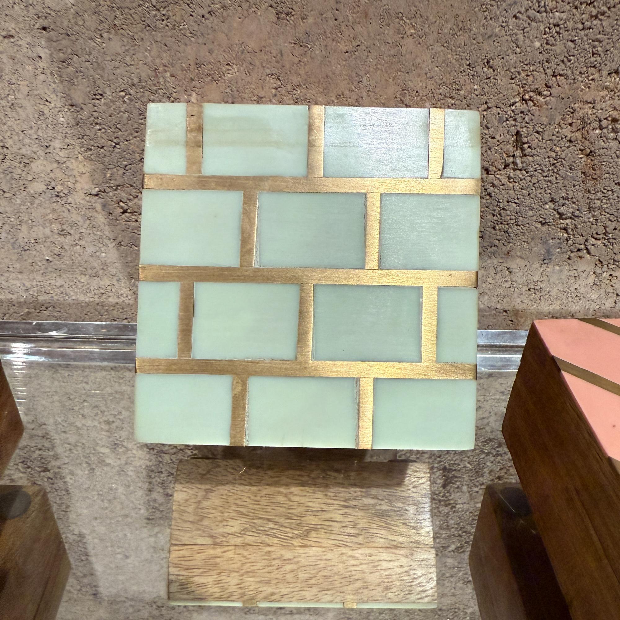 Handcrafted Three Trinket Boxes Mod Geometric Design For Sale 7