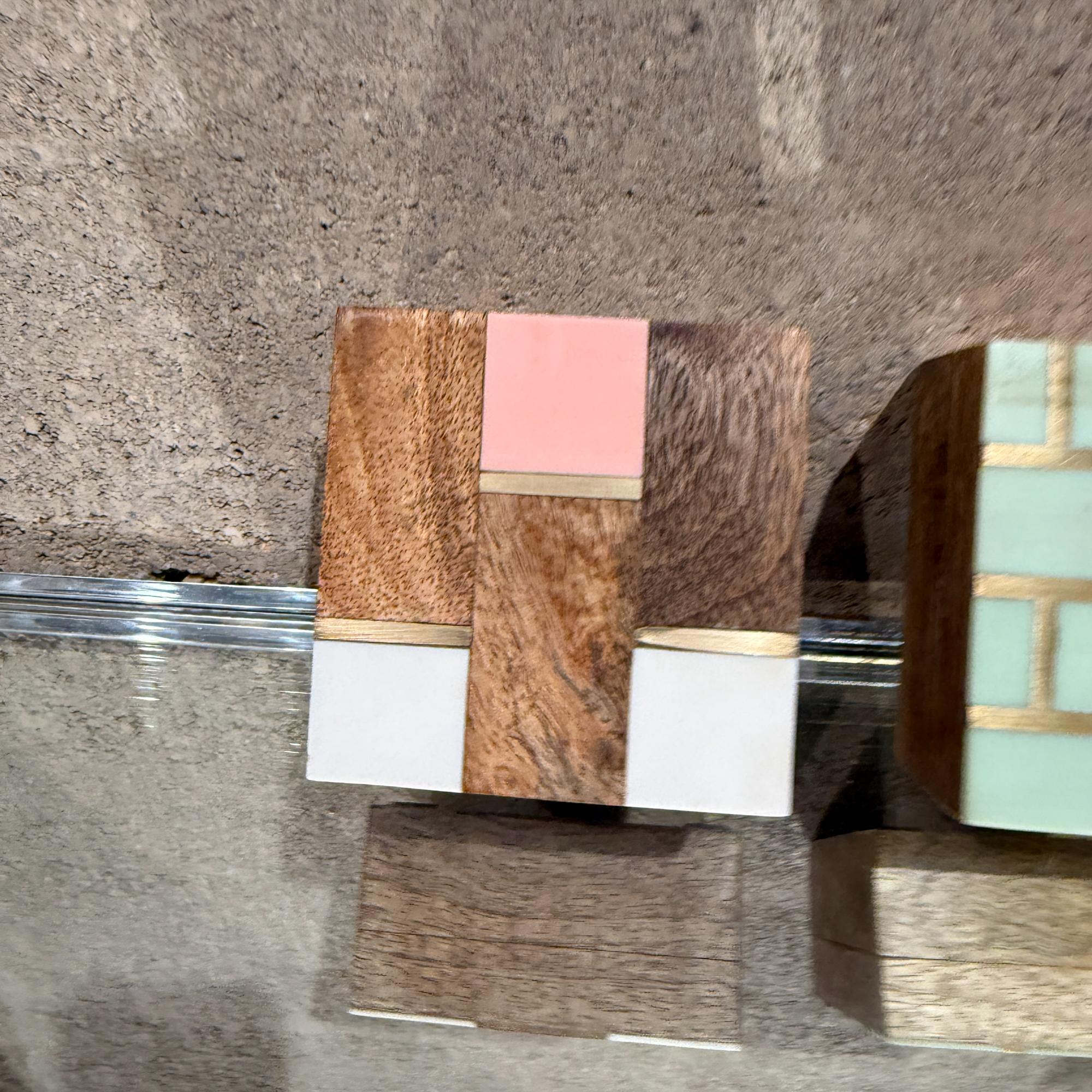 Handcrafted Three Trinket Boxes Mod Geometric Design For Sale 9
