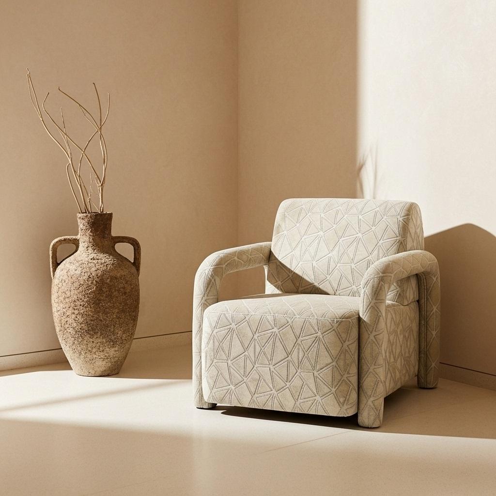 Fauteuil intemporel fabriqué à la main avec accoudoirs tubulaires en luxueux velours Jacquard Neuf - En vente à NEW YORK, NY
