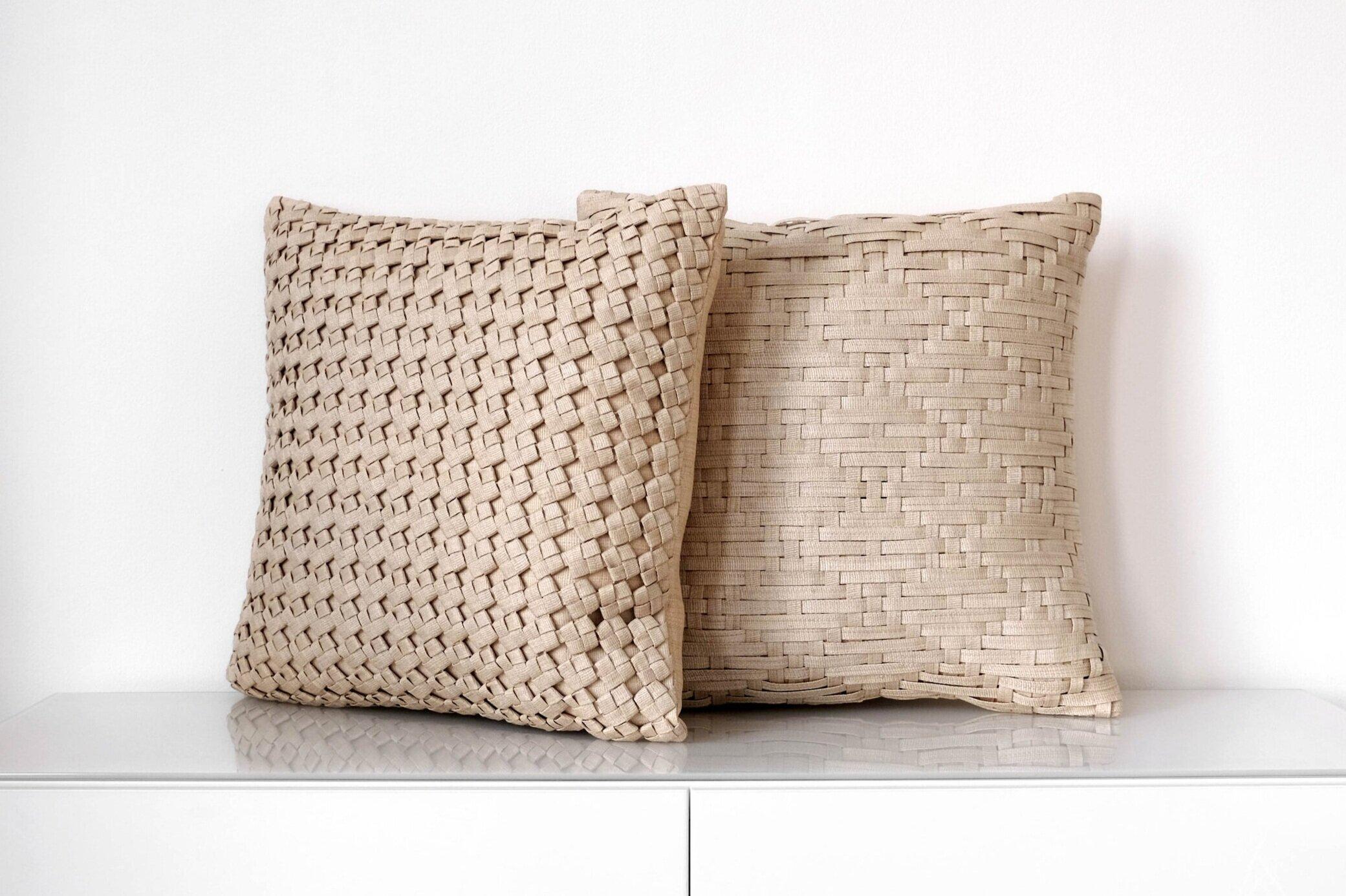 Hand-Woven Handcrafted T'nalak Basket Weave Cushion Cover 50x50cm For Sale