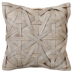 Handcrafted T'nalak Diamond Large Weave Cushion Cover in Light Grey 45x45cm