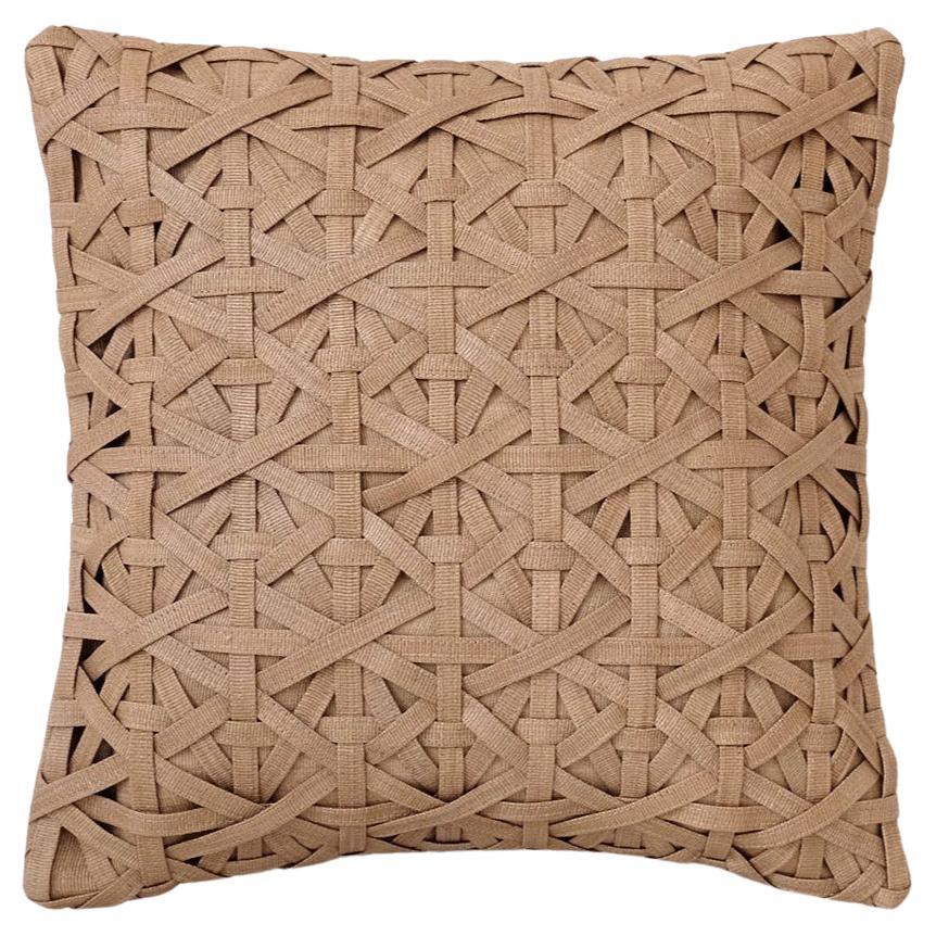 Handcrafted T'nalak Diamond Small Weave Cushion Cover in Camel For Sale