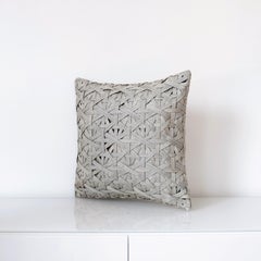 Handcrafted T'nalak Diamond Small Weave Cushion Cover in Light Grey