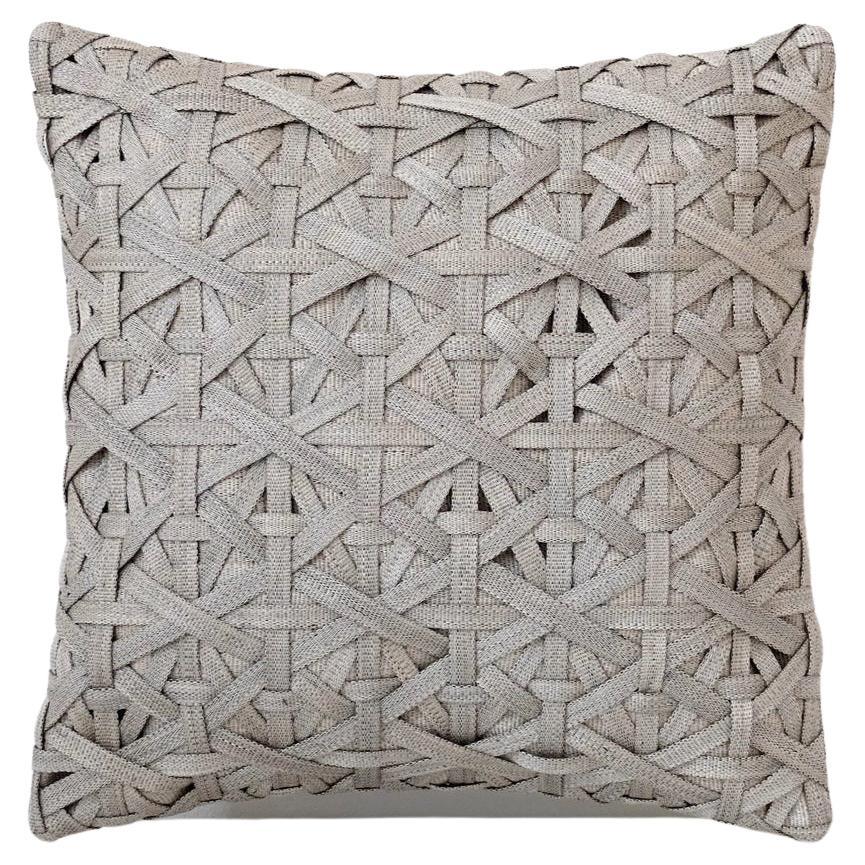 Handcrafted T'nalak Diamond Small Weave Cushion Cover in Light Grey