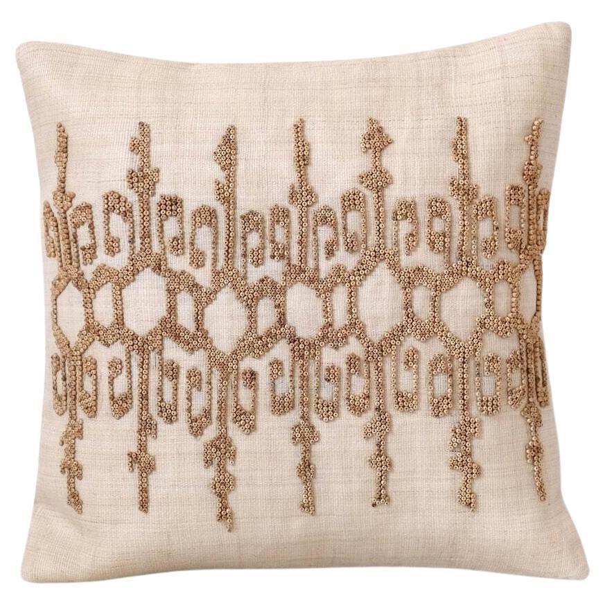 Handcrafted T'nalak Ikat Beaded Cushion Cover 45x45cm