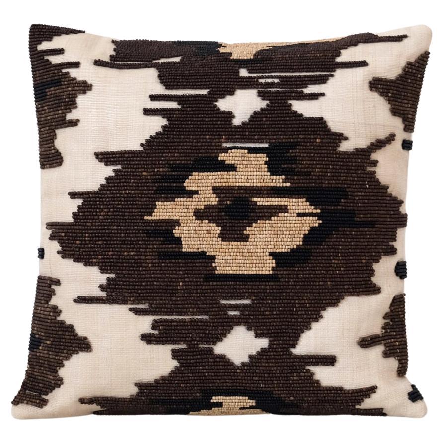 Handcrafted T'nalak Linao Beaded Cushion Cover 45x45cm For Sale