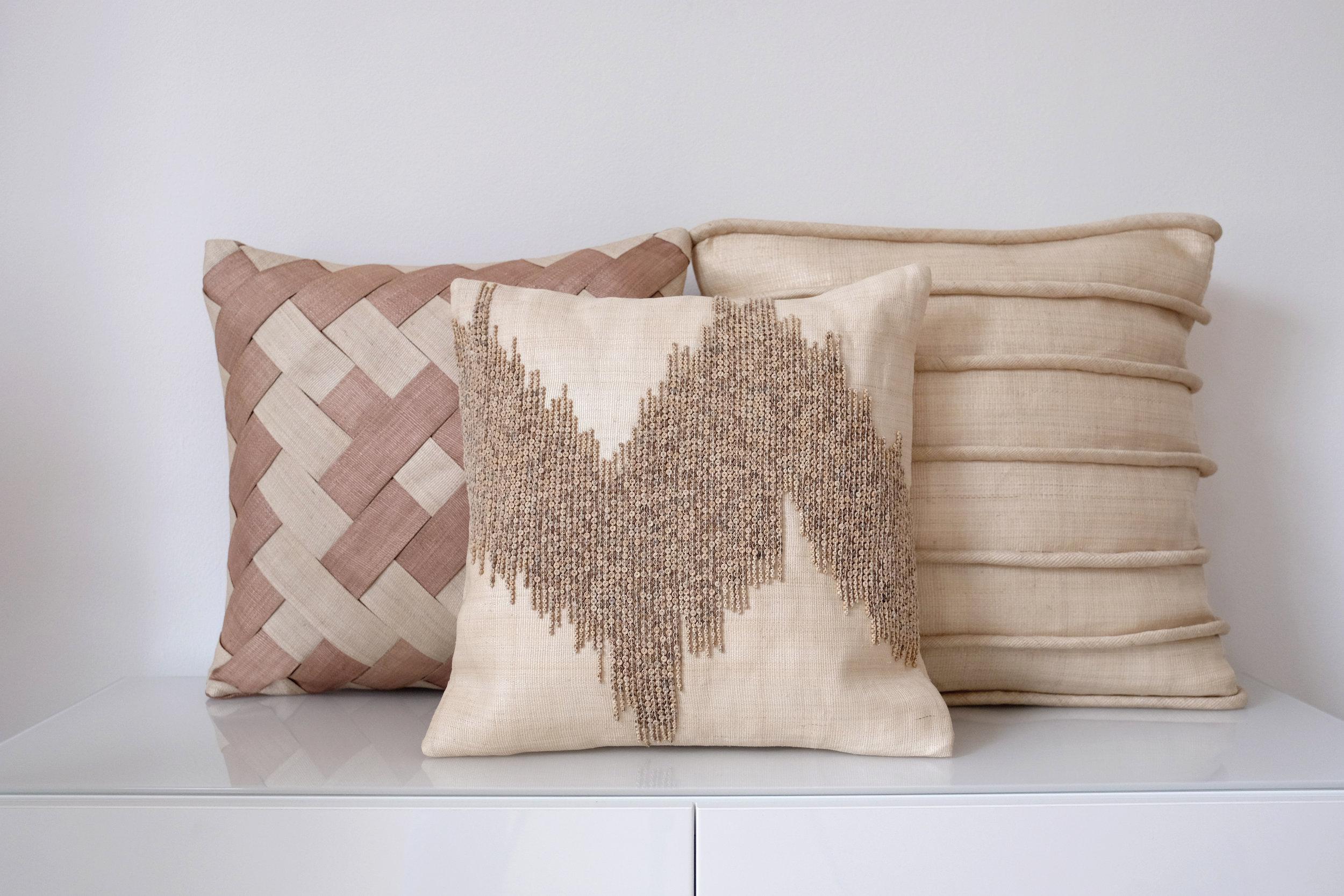 Hand-Woven Handcrafted T'nalak Wave Beaded Cushion Cover For Sale