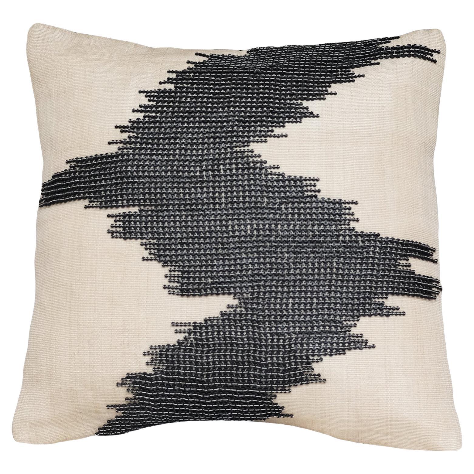 Handcrafted T'nalak Wave Beaded Cushion Cover in Black