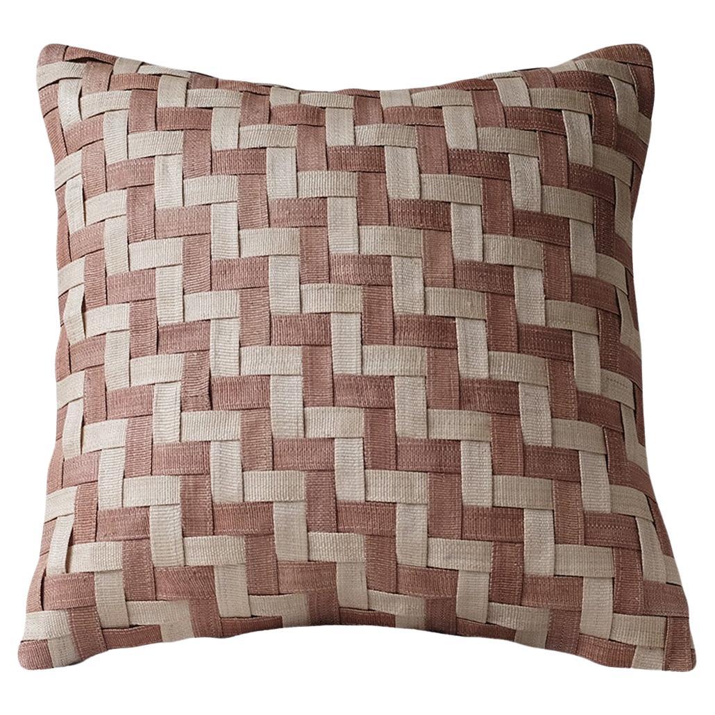 Handcrafted T'nalak Z Panel Weave Cushion Cover in Light Sand and Rust