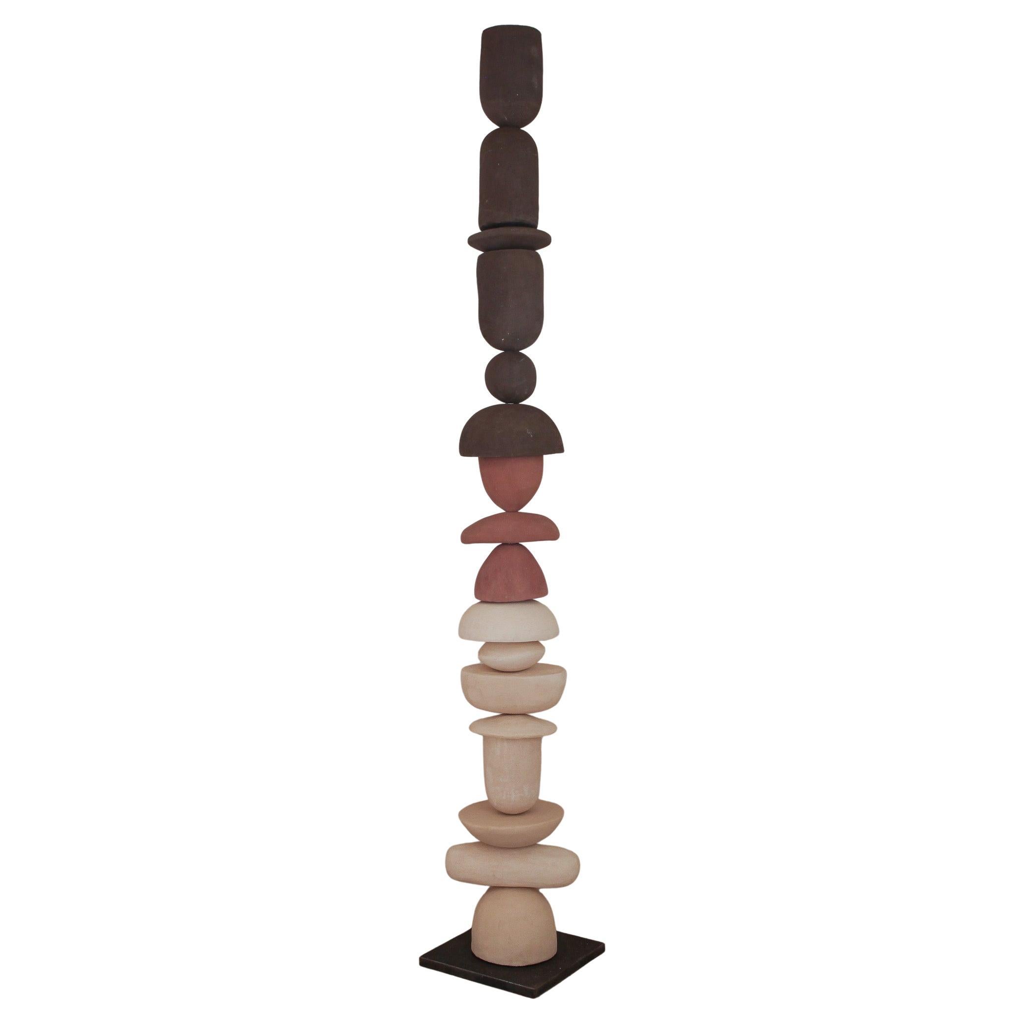 Handcrafted Totem modern vertical sculpture For Sale