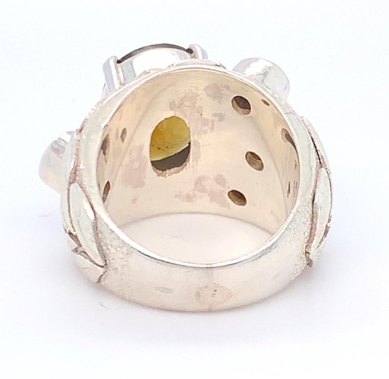 Handcrafted Tourmaline One of a Kind Sterling Cocktail Ring For Sale at 1stDibs